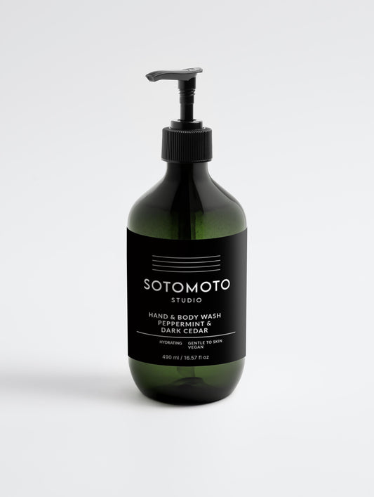Erfrischendes Hand- & Körperwaschgel – Peppermint & Dark Cedar – Männerpflege von SOTOMOTO